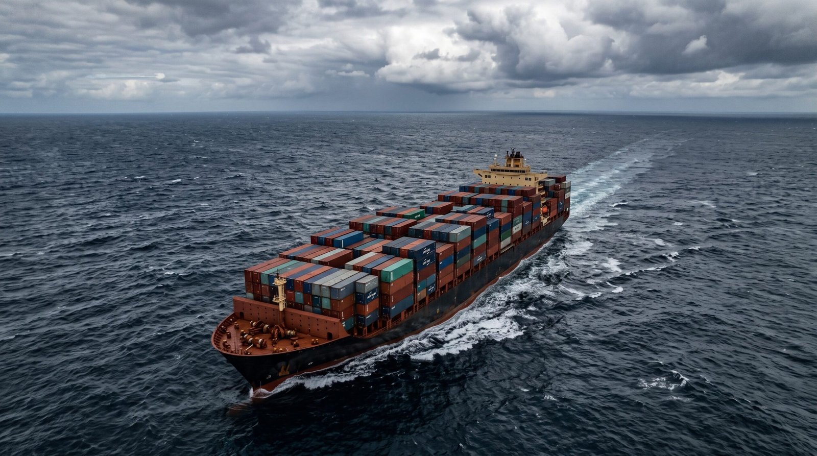 A container ship on an alternate long-haul ocean route